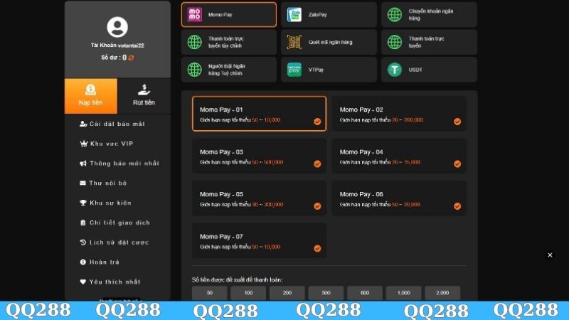 Nạp rút tiền QQ288 cần chú ý gì?